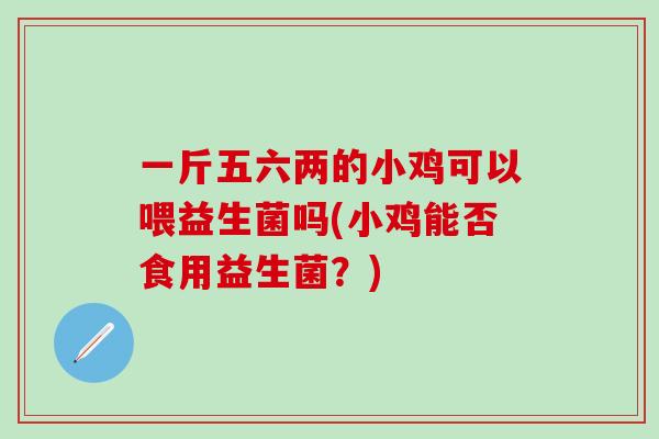 一斤五六两的小鸡可以喂益生菌吗(小鸡能否食用益生菌?) 一斤五六两的小鸡可以喂益生菌吗(小鸡能否食用益生菌?)