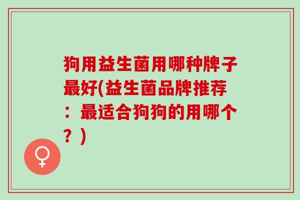 狗用益生菌用哪种牌子好(益生菌品牌推荐：适合狗狗的用哪个？)