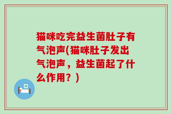 猫咪吃完益生菌肚子有气泡声(猫咪肚子发出气泡声,益生菌起了什么作用?) 猫咪吃完益生菌肚子有气泡声(猫咪肚子发出气泡声,益生菌起了什么作用?)