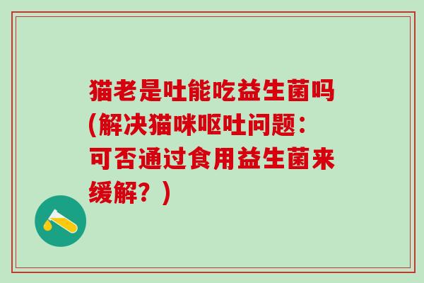 猫老是吐能吃益生菌吗(解决猫咪呕吐问题：可否通过食用益生菌来缓解？)