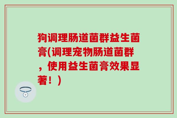 狗调理肠道菌群益生菌膏(调理宠物肠道菌群，使用益生菌膏效果显著！)