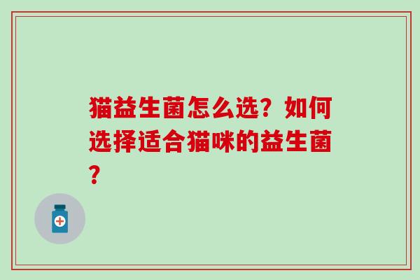 猫益生菌怎么选?如何选择适合猫咪的益生菌? 猫益生菌怎么选?如何选择适合猫咪的益生菌?