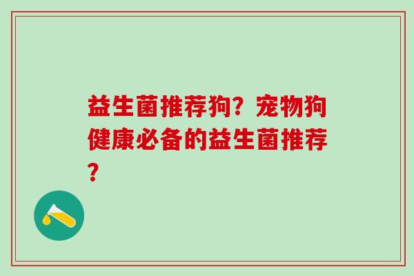 益生菌推荐狗？宠物狗健康必备的益生菌推荐？