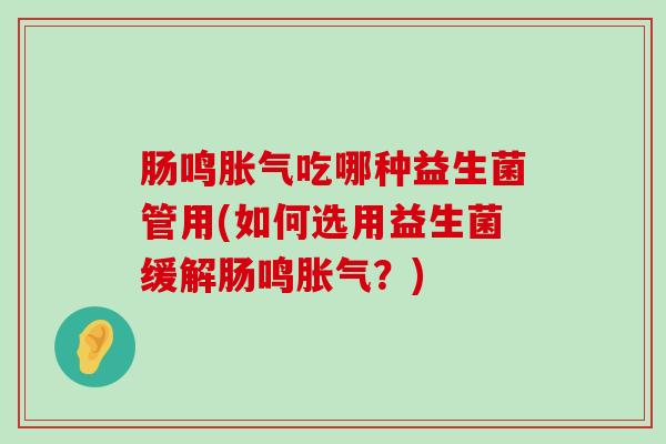 肠鸣胀气吃哪种益生菌管用(如何选用益生菌缓解肠鸣胀气？)