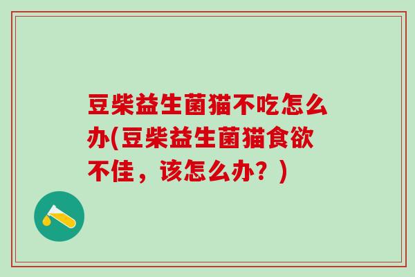 豆柴益生菌猫不吃怎么办(豆柴益生菌猫食欲不佳，该怎么办？)