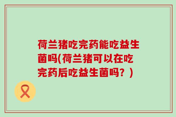 荷兰猪吃完药能吃益生菌吗(荷兰猪可以在吃完药后吃益生菌吗？)