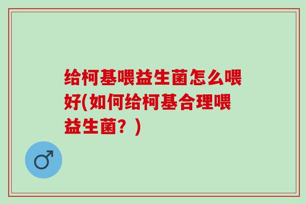 给柯基喂益生菌怎么喂好(如何给柯基合理喂益生菌？)