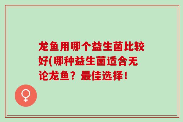 龙鱼用哪个益生菌比较好(哪种益生菌适合无论龙鱼?佳选择! 龙鱼用哪个益生菌比较好(哪种益生菌适合无论龙鱼?佳选择!