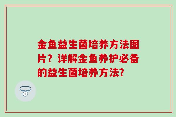 金鱼益生菌培养方法图片？详解金鱼养护必备的益生菌培养方法？