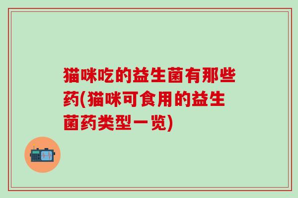 猫咪吃的益生菌有那些药(猫咪可食用的益生菌药类型一览)