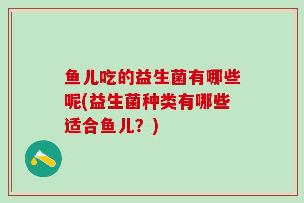 鱼儿吃的益生菌有哪些呢(益生菌种类有哪些适合鱼儿？)