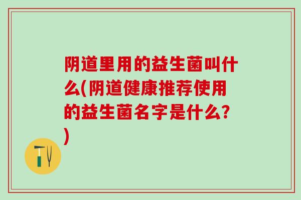 阴道里用的益生菌叫什么(阴道健康推荐使用的益生菌名字是什么？)