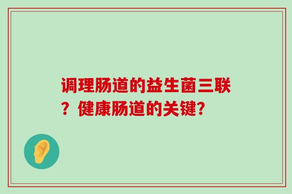 调理肠道的益生菌三联？健康肠道的关键？