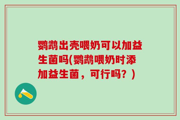 鹦鹉出壳喂奶可以加益生菌吗(鹦鹉喂奶时添加益生菌，可行吗？)