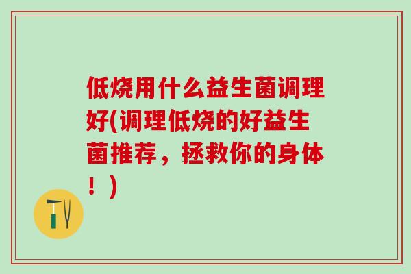 低烧用什么益生菌调理好(调理低烧的好益生菌推荐，拯救你的身体！)