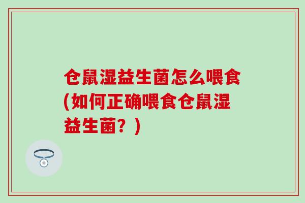 仓鼠湿益生菌怎么喂食(如何正确喂食仓鼠湿益生菌？)