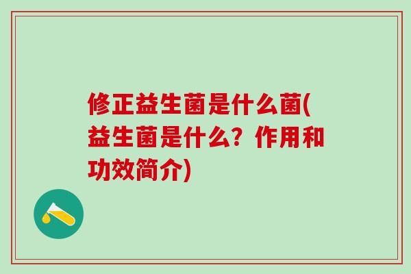 修正益生菌是什么菌(益生菌是什么？作用和功效简介)