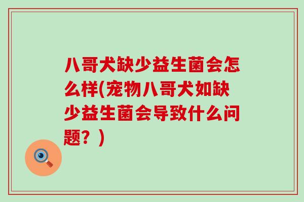 八哥犬缺少益生菌会怎么样(宠物八哥犬如缺少益生菌会导致什么问题？)