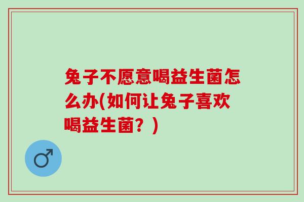 兔子不愿意喝益生菌怎么办(如何让兔子喜欢喝益生菌？)