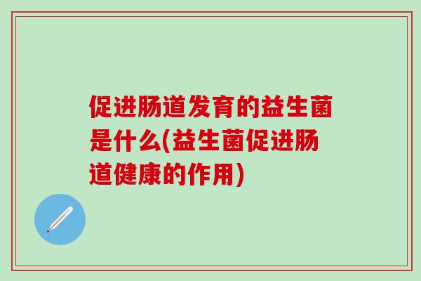 促进肠道发育的益生菌是什么(益生菌促进肠道健康的作用)