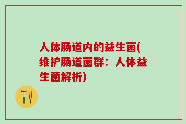 人体肠道内的益生菌(维护肠道菌群:人体益生菌解析) 人体肠道内的益生菌(维护肠道菌群:人体益生菌解析)