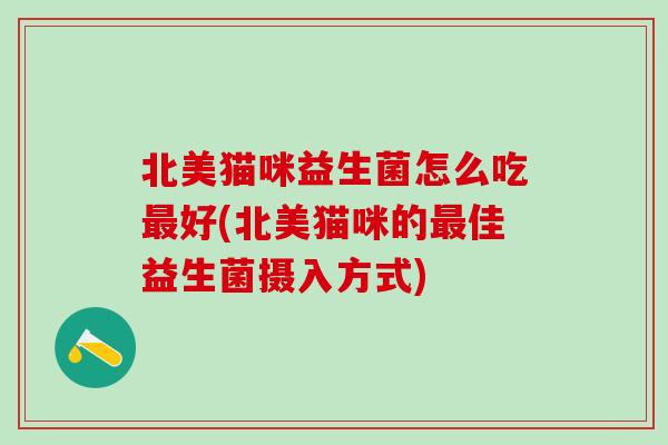 北美猫咪益生菌怎么吃最好(北美猫咪的最佳益生菌摄入方式)