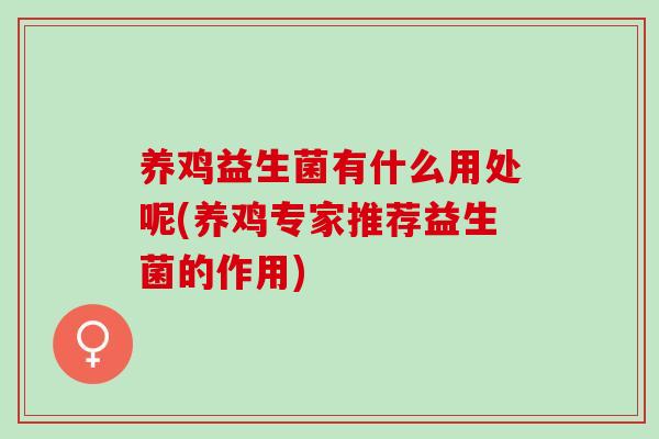 养鸡益生菌有什么用处呢(养鸡专家推荐益生菌的作用)