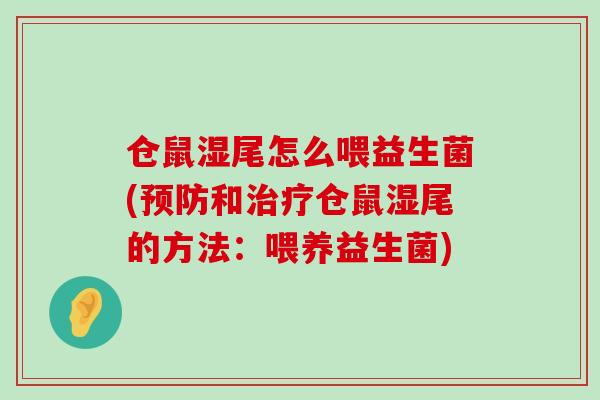 仓鼠湿尾怎么喂益生菌(预防和治疗仓鼠湿尾的方法：喂养益生菌)