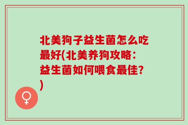 北美狗子益生菌怎么吃好(北美养狗攻略：益生菌如何喂食佳？)