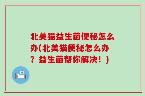北美猫益生菌便秘怎么办(北美猫便秘怎么办？益生菌帮你解决！)