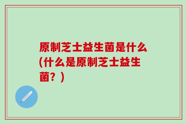 原制芝士益生菌是什么(什么是原制芝士益生菌？)