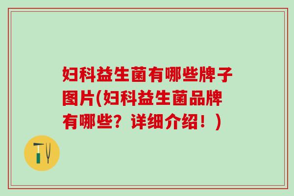妇科益生菌有哪些牌子图片(妇科益生菌品牌有哪些？详细介绍！)
