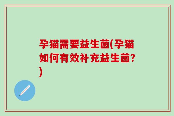 孕猫需要益生菌(孕猫如何有效补充益生菌？)