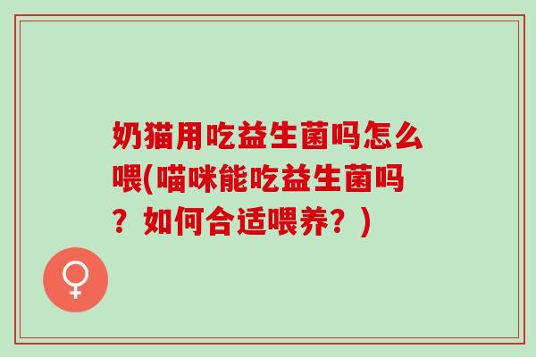 奶猫用吃益生菌吗怎么喂(喵咪能吃益生菌吗？如何合适喂养？)