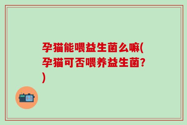 孕猫能喂益生菌么嘛(孕猫可否喂养益生菌？)