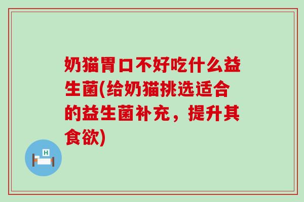 奶猫胃口不好吃什么益生菌(给奶猫挑选适合的益生菌补充,提升其) 奶猫胃口不好吃什么益生菌(给奶猫挑选适合的益生菌补充,提升其)