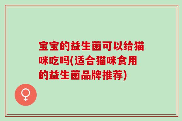 宝宝的益生菌可以给猫咪吃吗(适合猫咪食用的益生菌品牌推荐)
