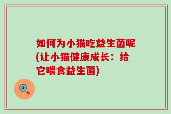 如何为小猫吃益生菌呢(让小猫健康成长：给它喂食益生菌)