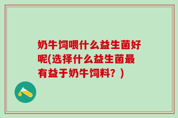 奶牛饲喂什么益生菌好呢(选择什么益生菌有益于奶牛饲料?) 奶牛饲喂什么益生菌好呢(选择什么益生菌有益于奶牛饲料?)