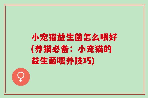 小宠猫益生菌怎么喂好(养猫必备：小宠猫的益生菌喂养技巧)