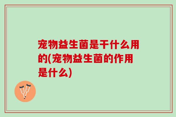 宠物益生菌是干什么用的(宠物益生菌的作用是什么)