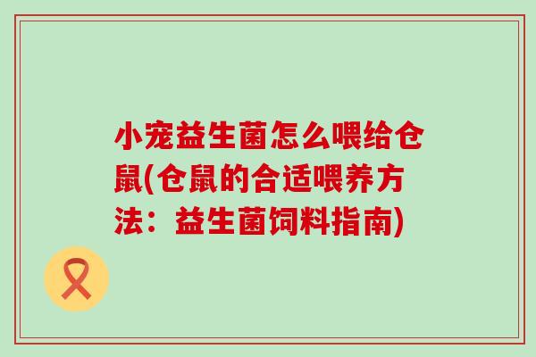 小宠益生菌怎么喂给仓鼠(仓鼠的合适喂养方法：益生菌饲料指南)