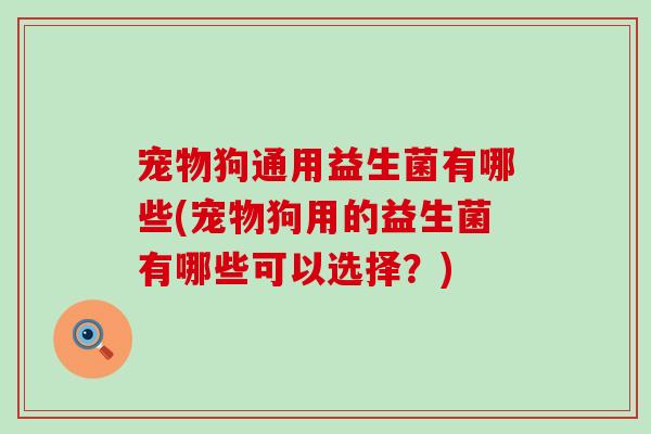 宠物狗通用益生菌有哪些(宠物狗用的益生菌有哪些可以选择？)