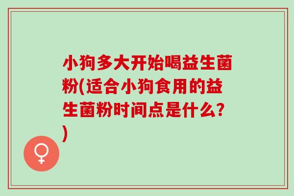 小狗多大开始喝益生菌粉(适合小狗食用的益生菌粉时间点是什么？)