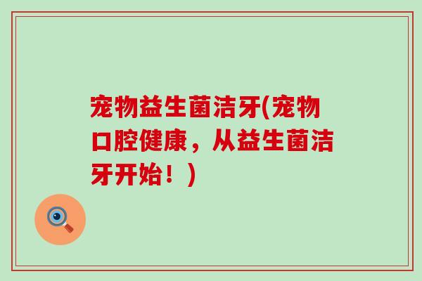 宠物益生菌洁牙(宠物口腔健康，从益生菌洁牙开始！)