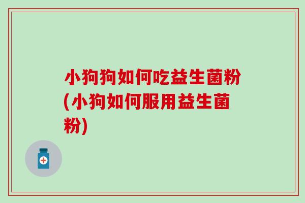 小狗狗如何吃益生菌粉(小狗如何服用益生菌粉)