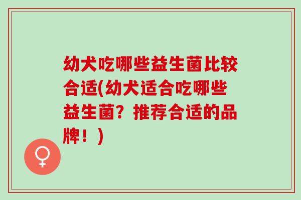幼犬吃哪些益生菌比较合适(幼犬适合吃哪些益生菌？推荐合适的品牌！)
