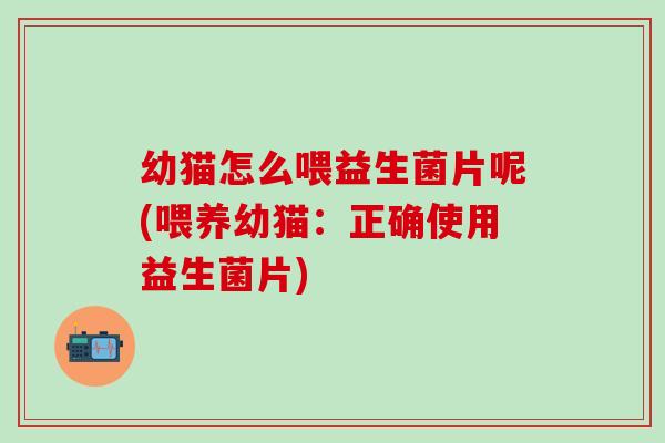 幼猫怎么喂益生菌片呢(喂养幼猫：正确使用益生菌片)