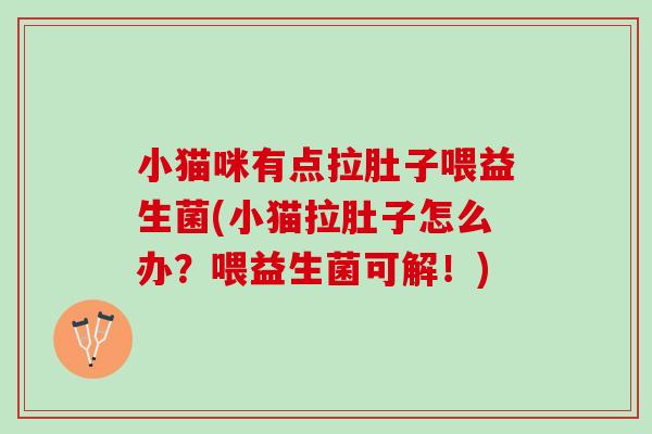 小猫咪有点拉肚子喂益生菌(小猫拉肚子怎么办？喂益生菌可解！)