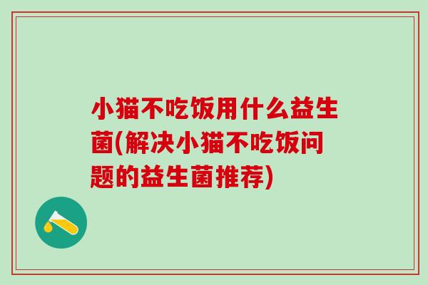 小猫不吃饭用什么益生菌(解决小猫不吃饭问题的益生菌推荐)